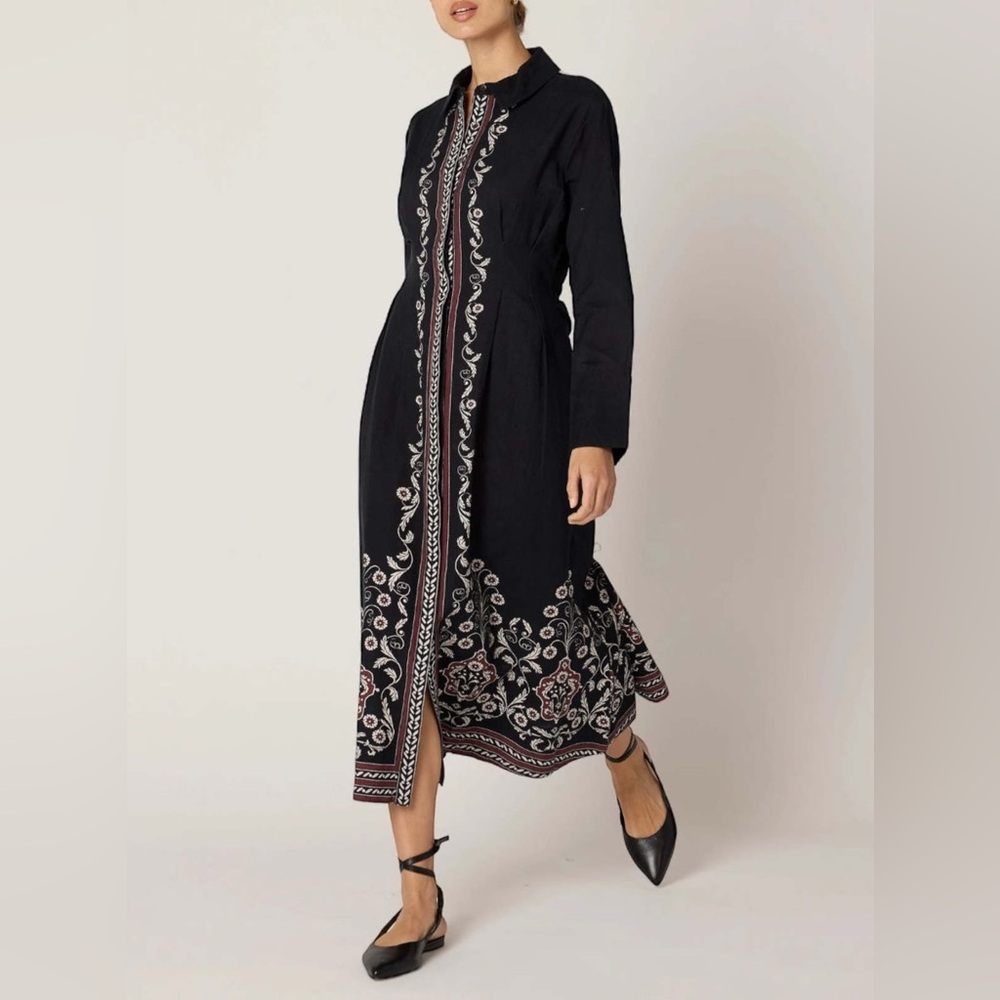 Cleobella | Mirela Linen Cotton Black Midi Dress